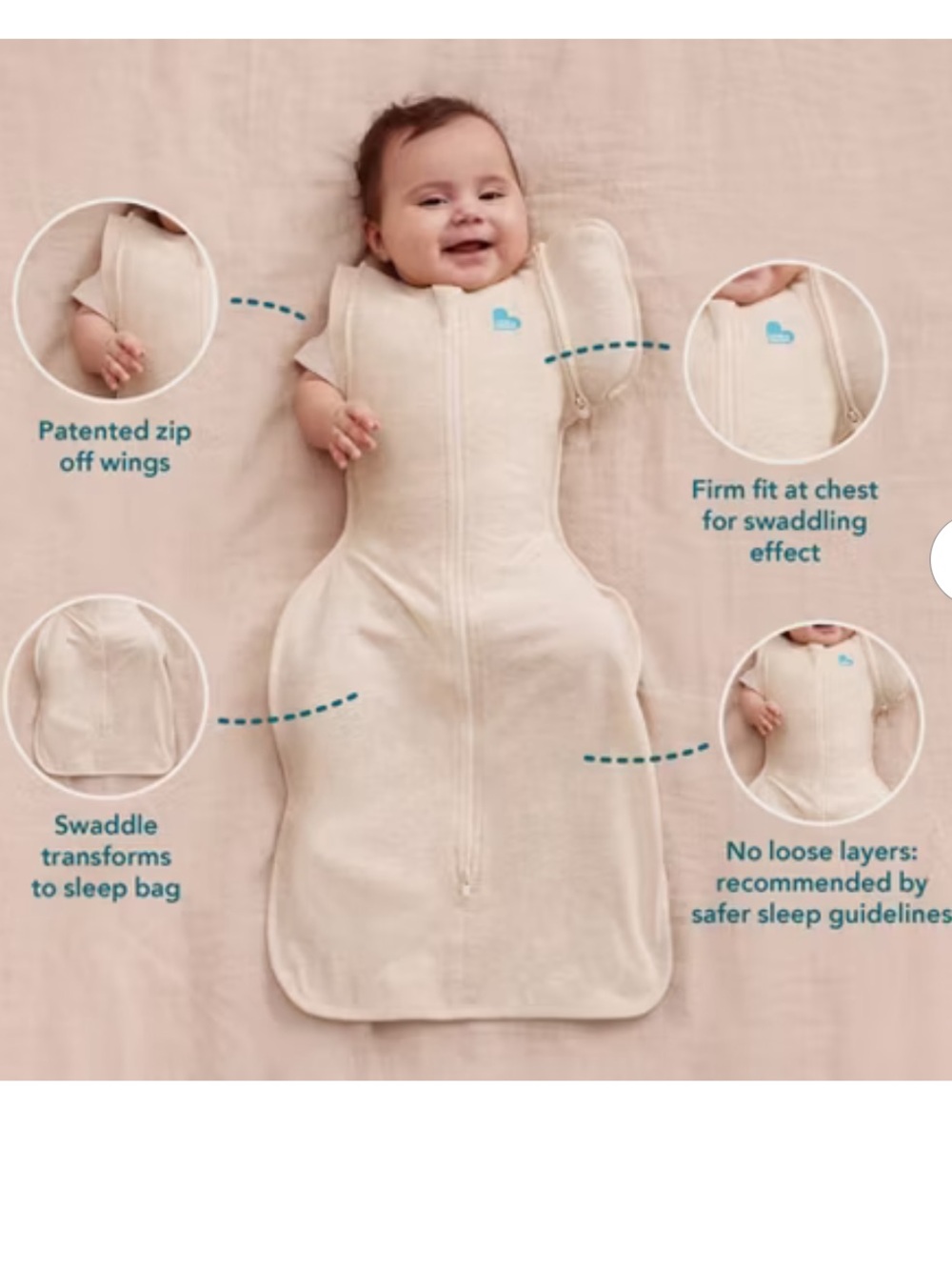 Love to Dream Swaddle Wrap Up Transition Bag - Cotton 1.0 TOG Gray Stripe - M - Picture 7 of 7
